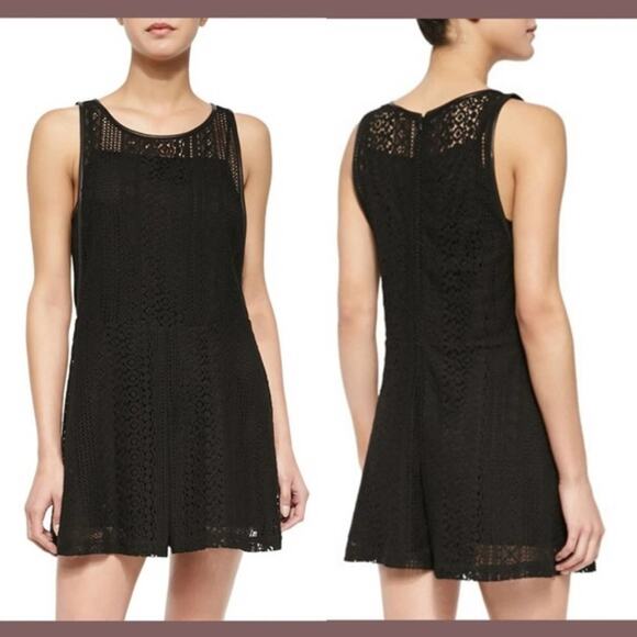 Rebecca Minkoff Marianne Lace Romper w/Piped Trim - Picture 1 of 6